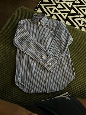 Boys Blue Striped Button-Down Shirt - Classic Casual